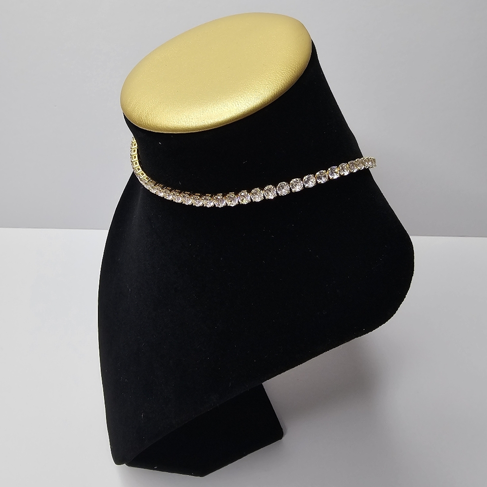Lace By Tanaya Swavorski CZ Choker Adj Gold/Silver